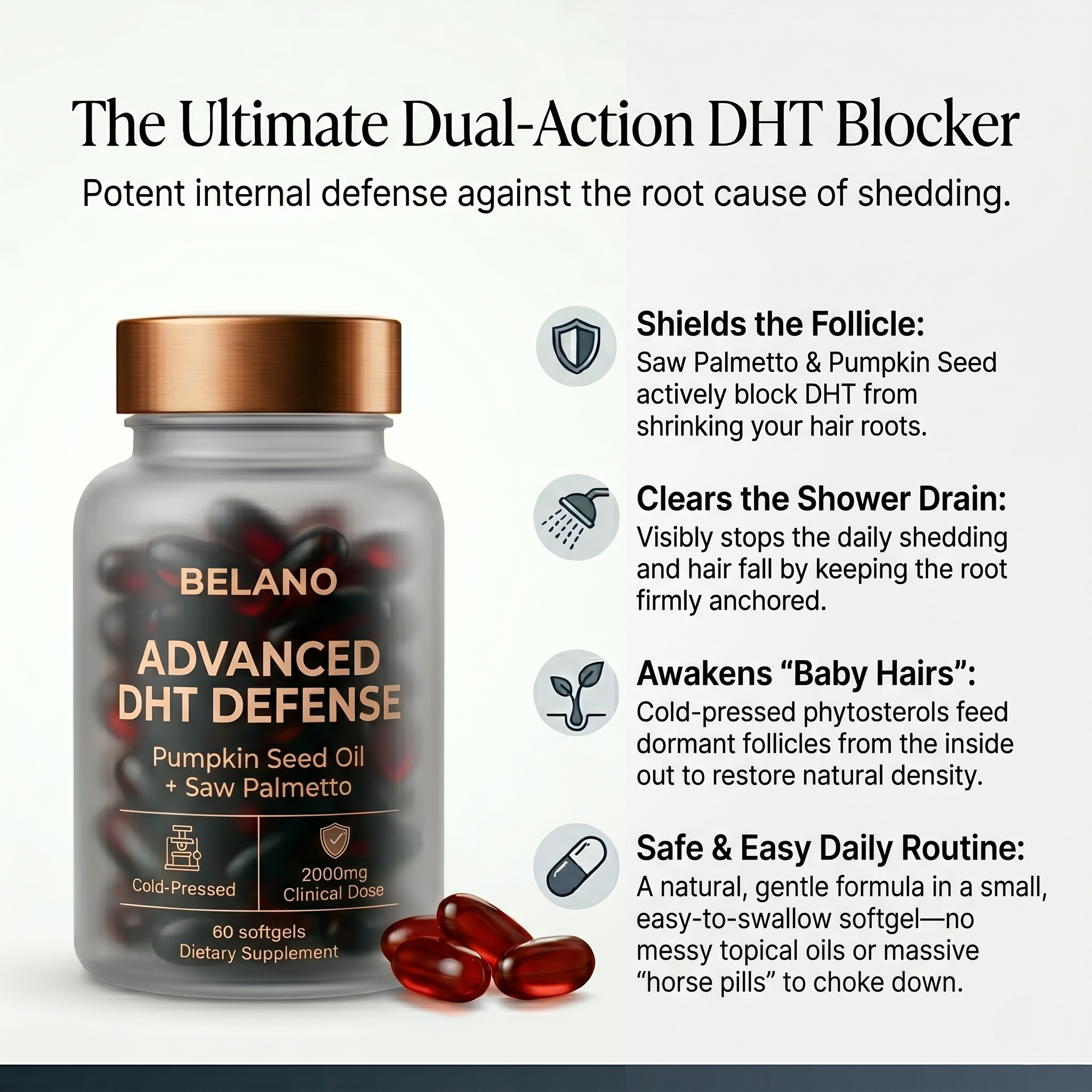 Belano's Pumpkin Seed Oil + Saw Palmetto Softgels